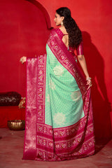 Sea Green Dola Silk Bandhani Print Saree