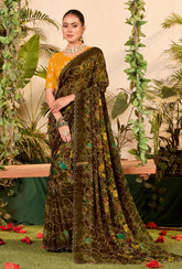 Green Weightless Zarkan Saree-SMRTI101