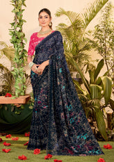Blue Weightless Zarkan Saree-SMRTI103