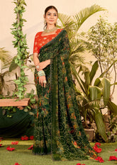 Green Weightless Zarkan Saree-SMRTI104