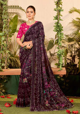 Wine Weightless Zarkan Saree-SMRTI106