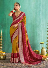 Mustard Velvet Tusser Silk  Solid Saree-SMYA1001