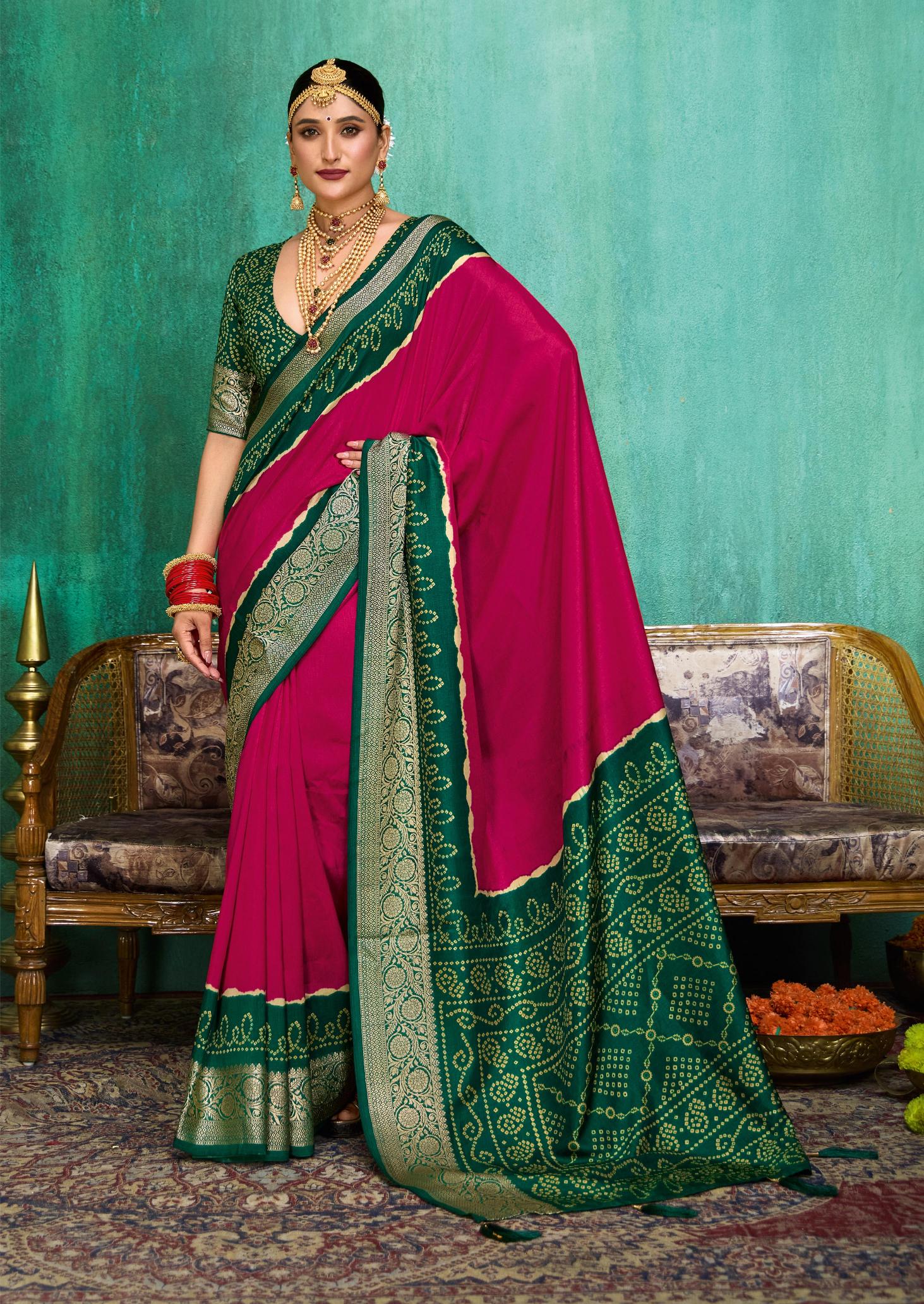Pink Velvet Tusser Silk  Solid Saree-SMYA1002