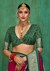 Pink Velvet Tusser Silk  Solid Saree