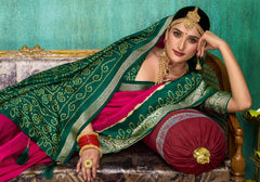 Pink Velvet Tusser Silk  Solid Saree