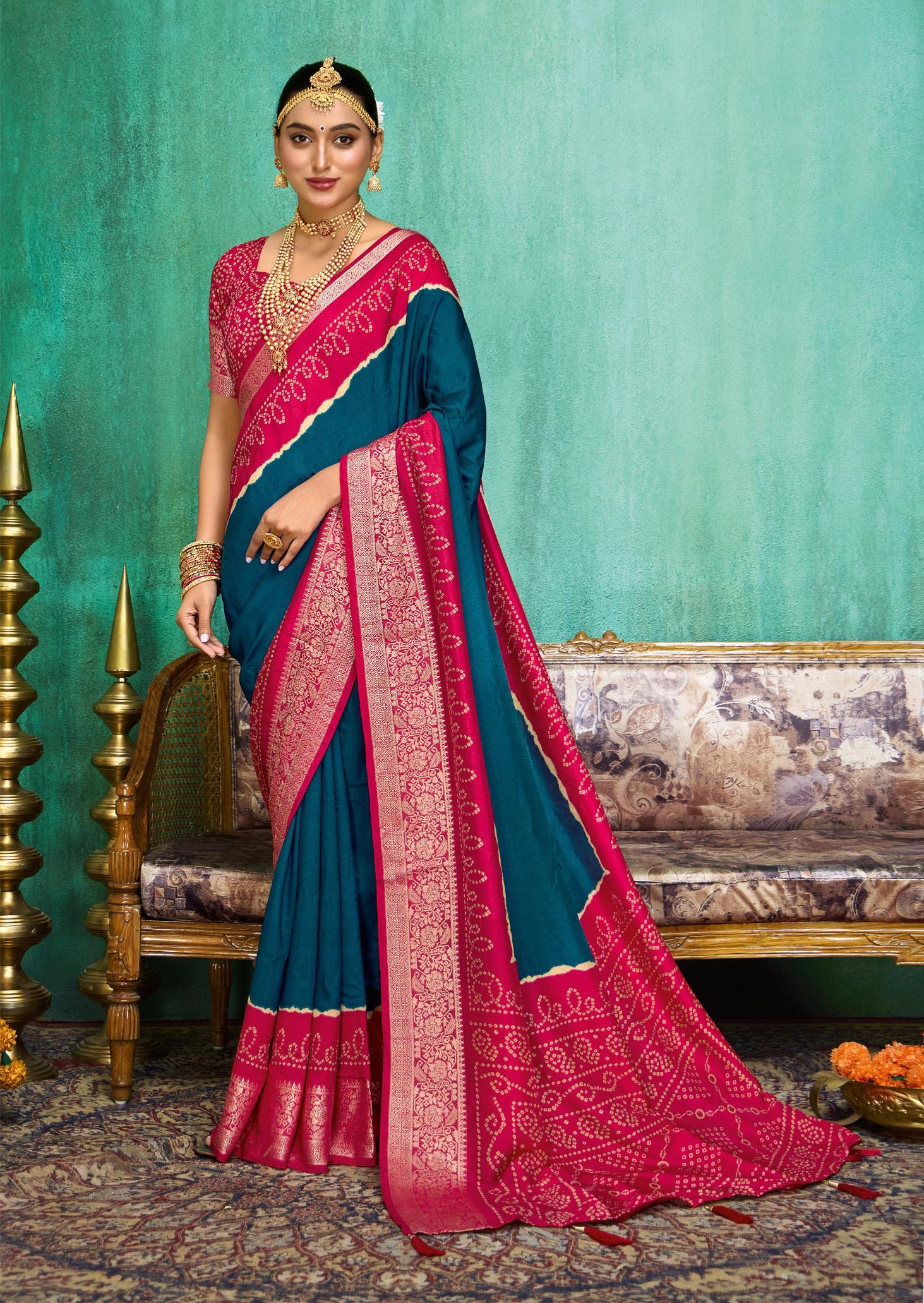 Navy Blue Velvet Tusser Silk  Solid Saree-SMYA1003