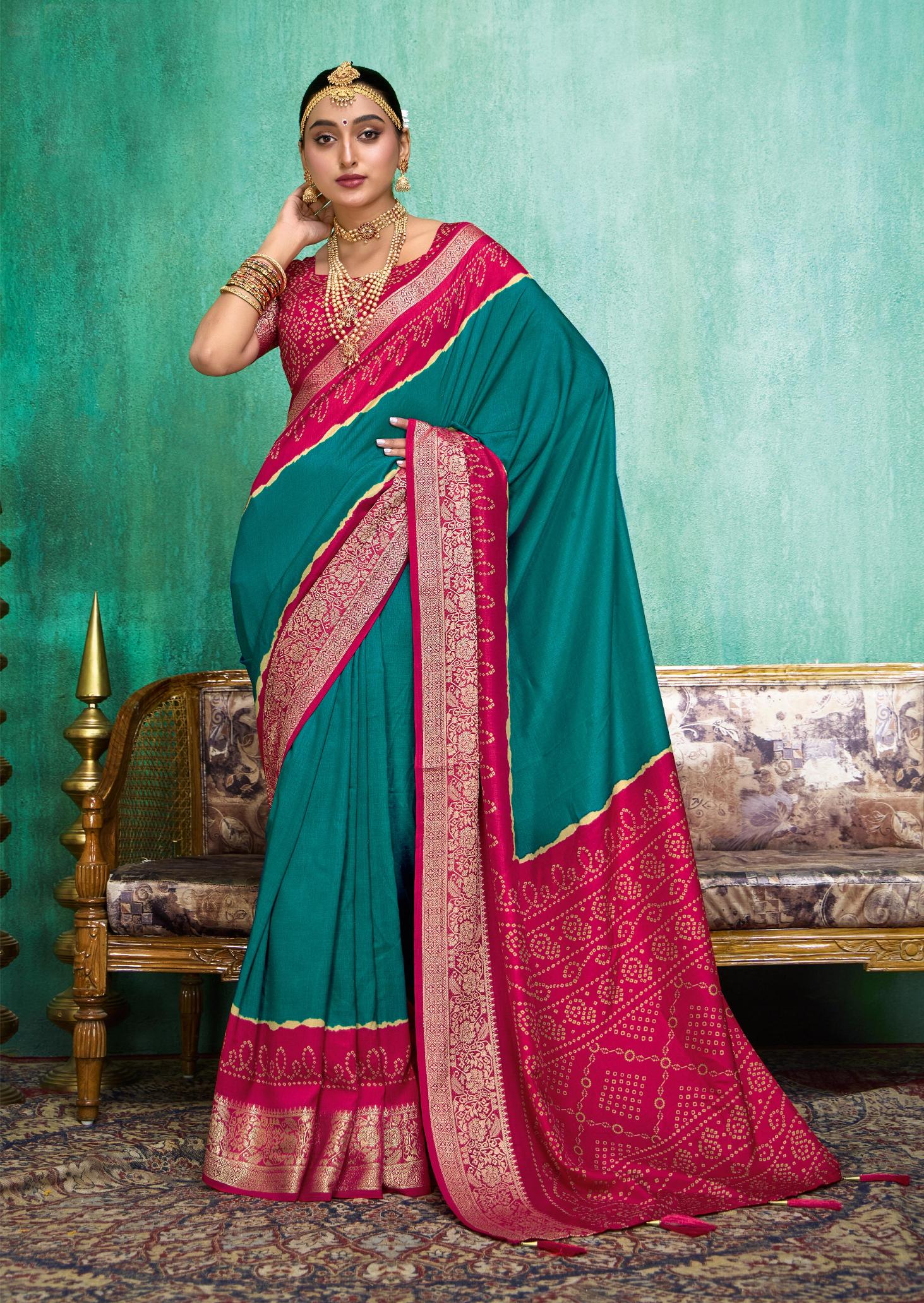 Sea Blue Velvet Tusser Silk  Solid Saree-SMYA1004