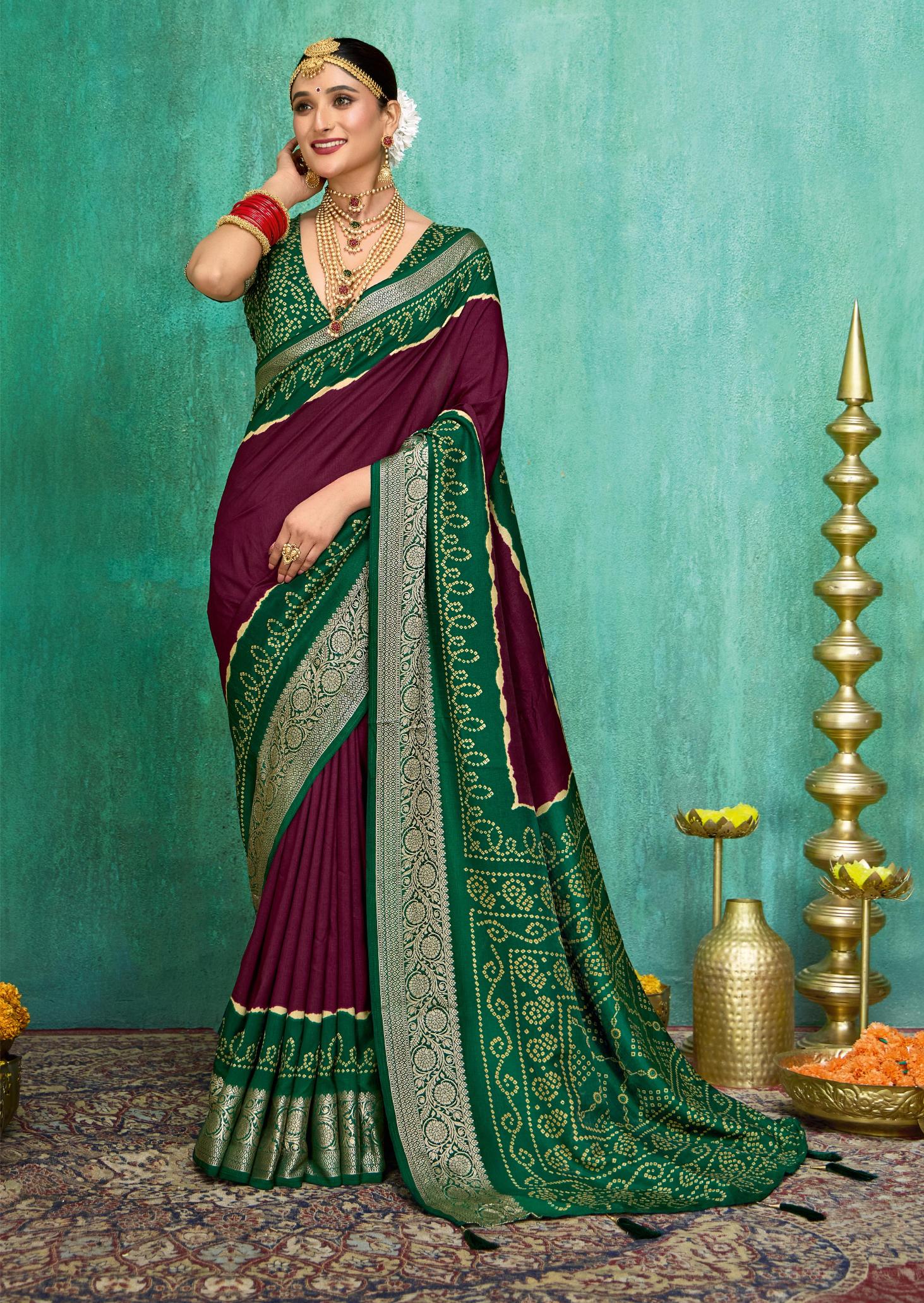 Purple Velvet Tusser Silk  Solid Saree-SMYA1005