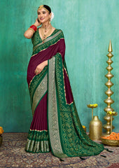 Purple Velvet Tusser Silk  Solid Saree-SMYA1005