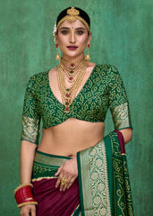 Purple Velvet Tusser Silk  Solid Saree