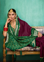 Purple Velvet Tusser Silk  Solid Saree