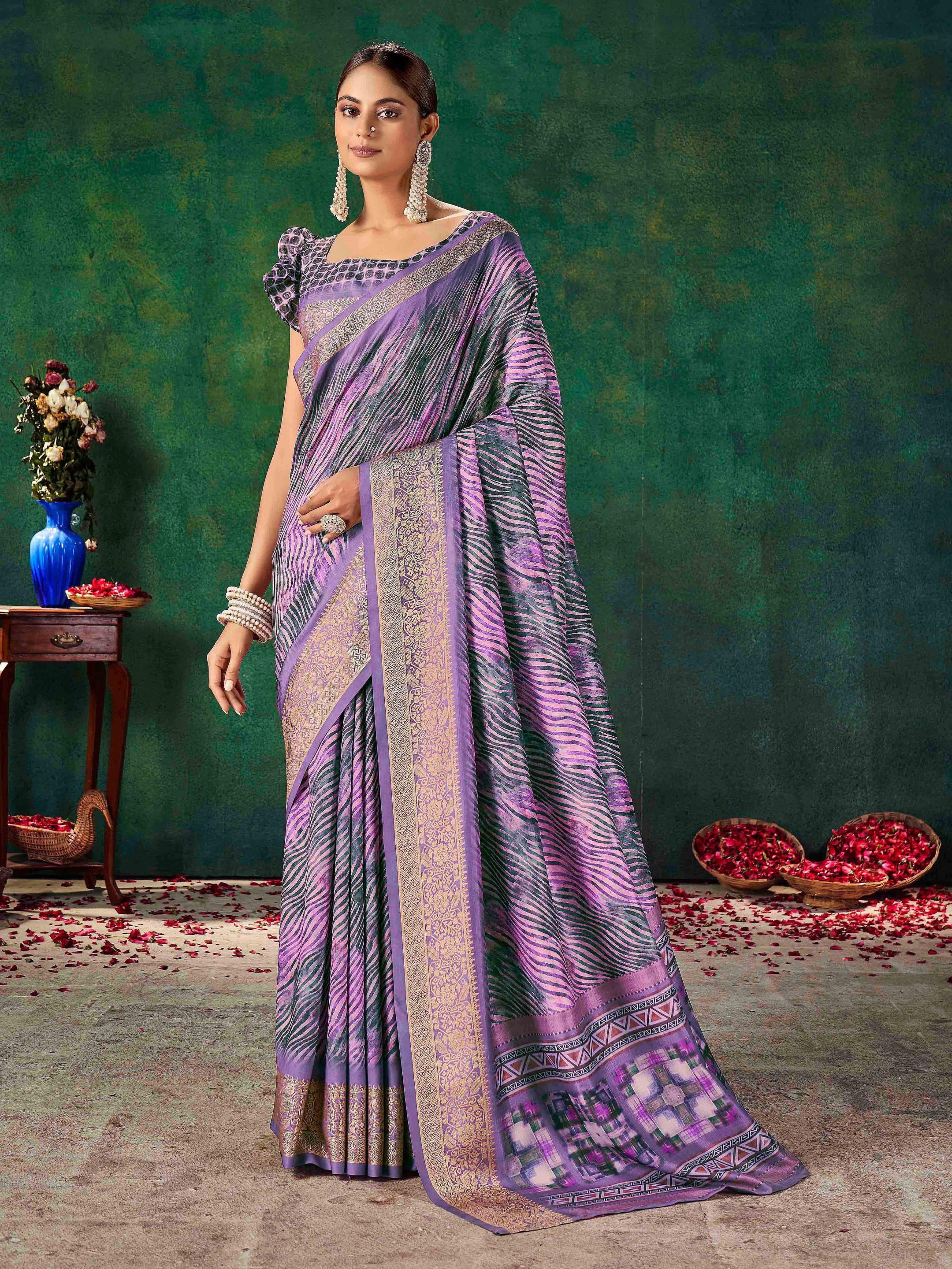Violet Velvet Tussar Silk  Saree-SNGT1002