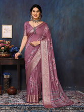 Pink Velvet Tussar Silk Woven Jacquard Saree-SNGT2007