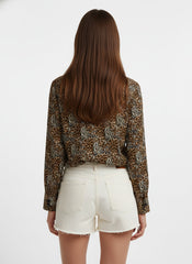 Brown Poly Crepe Animal Printed Shirt