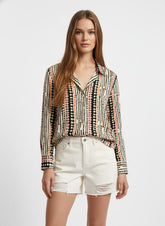 Black & White Poly Crepe Polka Dots Printed Shirt