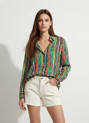 Multi Poly Crepe Polka Dots Printed Shirt