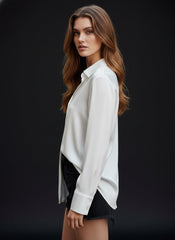 White Solid Polyester Women's Shirt