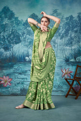 Light green Pure Mas Mailo  Saree