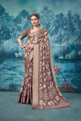 Brown Pure Mas Mailo Saree-SUM1002