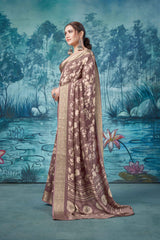 Brown Pure Mas Mailo  Saree
