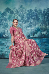 Pink Pure Mas Mailo  Saree