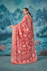 Peach Pure Mas Mailo  Saree