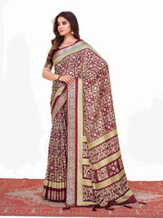 Maroon  Printed Saree