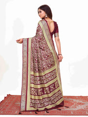 Maroon  Printed Saree
