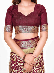 Maroon  Printed Saree