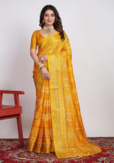 Yellow Printed Saree-SVTRI4003