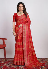Rani Pink Printed Saree-SVTRI4004