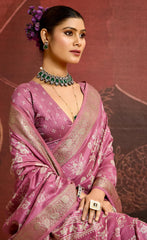 Light pink Velvet Silk Floral Print Saree