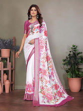 White Dull Moss Floral Printed Saree-WHTBTY1005
