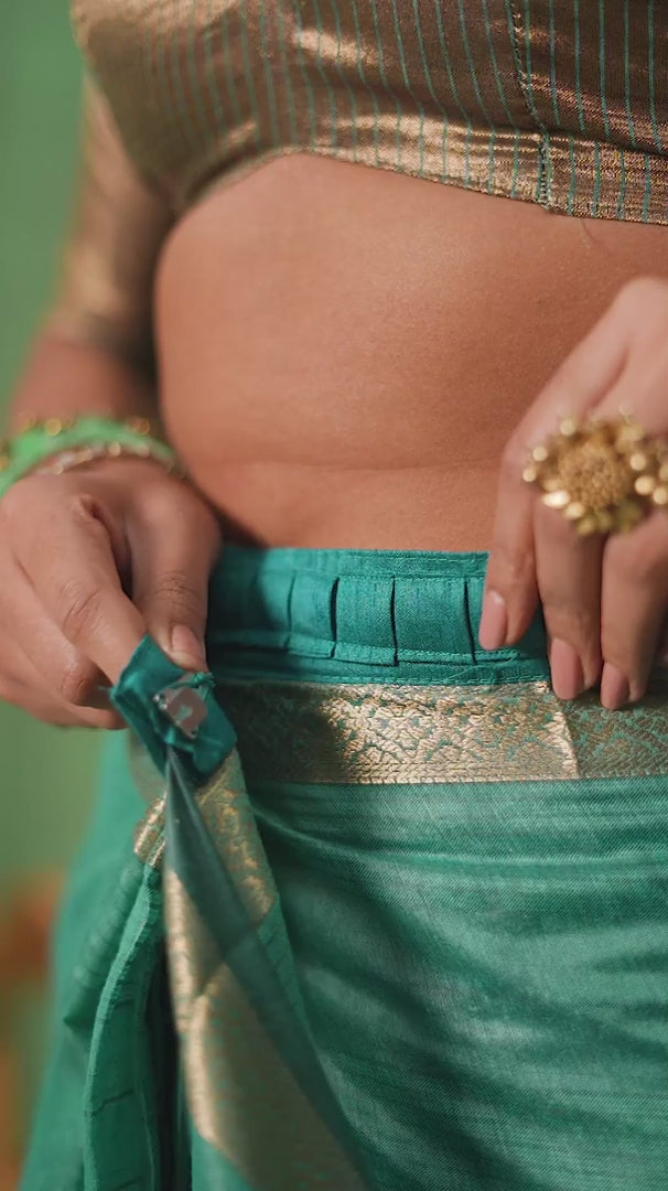 Green Cotton Silk Woven Ready to Wear Saree