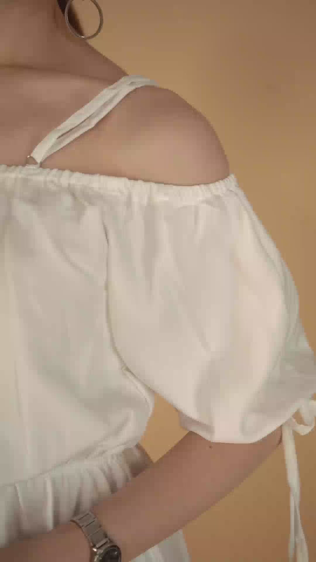 White Tube Poly Rayon Solid Dress With Off-shoulder