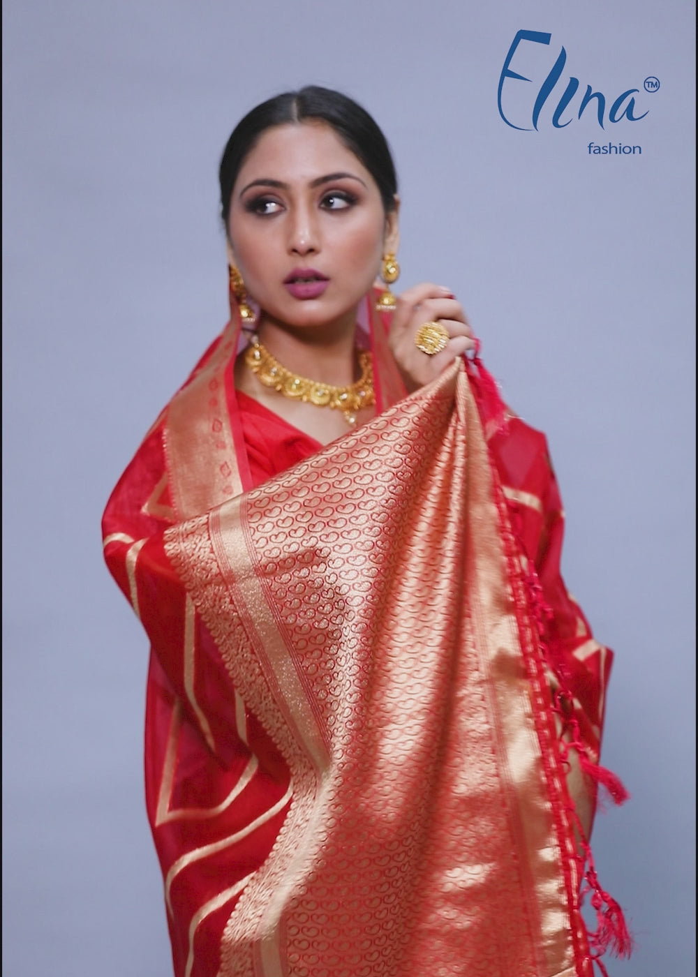 Sari tissé en soie d'art Banarasi vert