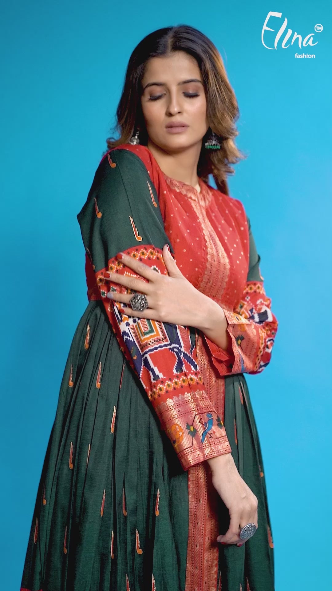 Green Printed Rayon Kurti With Pant