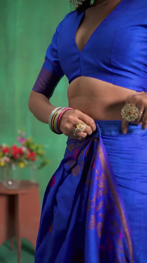 Blue Banarasi Art Silk Woven Ready to Wear Saree