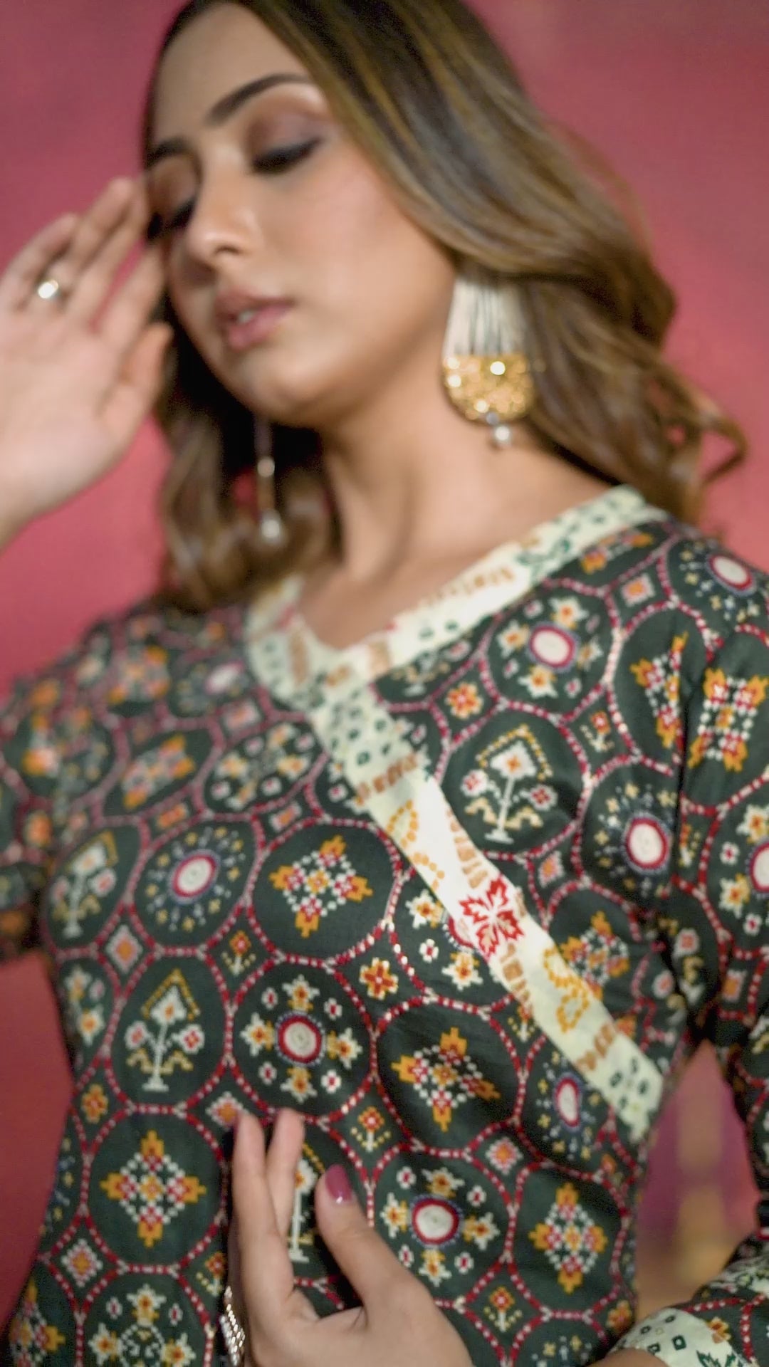 Blue Printed Rayon Kurti With Palazzo