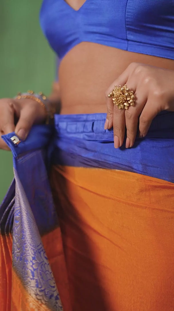 Orange Banarasi Art Silk Woven Ready to Wear Saree
