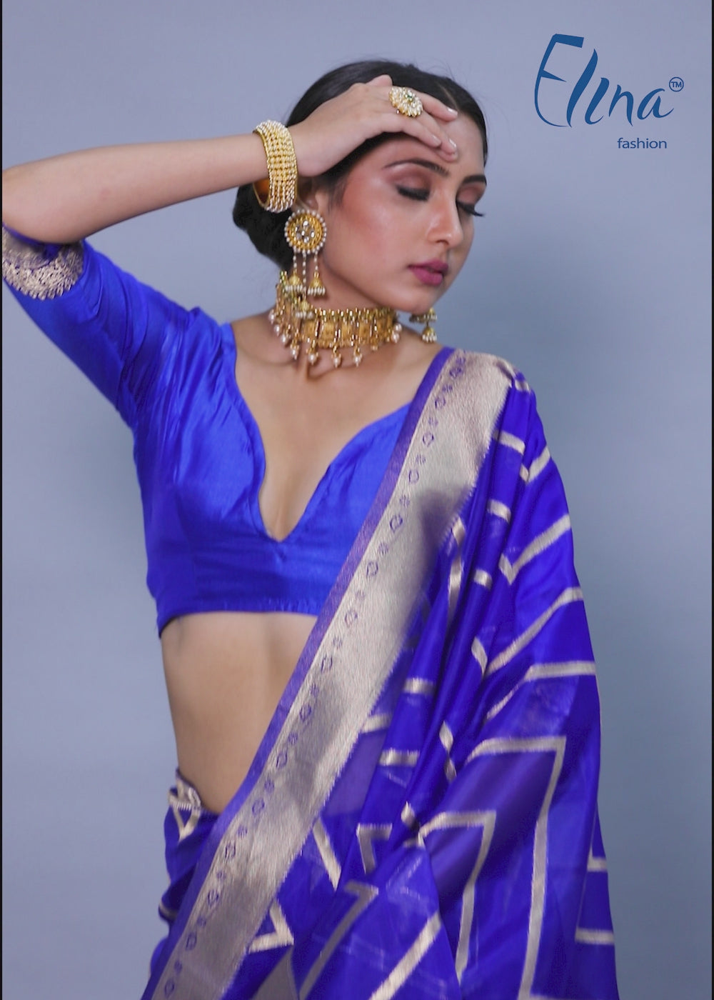 Sari tissé en soie d'art Banarasi vert