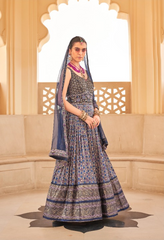 Indigo Blue Silk Sparkle Lehenga Choli