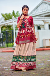 Ensemble de Lehenga Choli indien en coton et soie rose caverne pour femme avec chemisier de créateur et Dupatta pour mariage