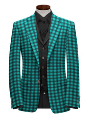 Veste de costume à deux boutons pour homme, imprimé à carreaux, revers crantés, coupe slim, blazer élégant