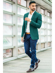 Veste de costume à deux boutons pour homme, imprimé à carreaux, revers crantés, coupe slim, blazer élégant