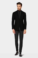 Veste de costume noire à deux boutons pour homme, tenue de soirée unie, revers cranté, coupe slim, blazer élégant