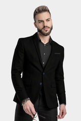 Veste de costume noire à deux boutons pour homme, tenue de soirée unie, revers cranté, coupe slim, blazer élégant