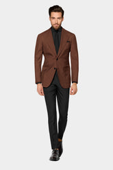 Veste de costume marron à deux boutons pour homme, tenue de soirée unie, revers cranté, coupe slim, blazer élégant