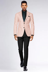 Veste de costume rose clair à deux boutons pour homme, tenue de soirée unie, revers crantés, coupe slim, blazer élégant
