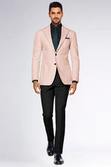 Veste de costume rose clair à deux boutons pour homme, tenue de soirée unie, revers crantés, coupe slim, blazer élégant